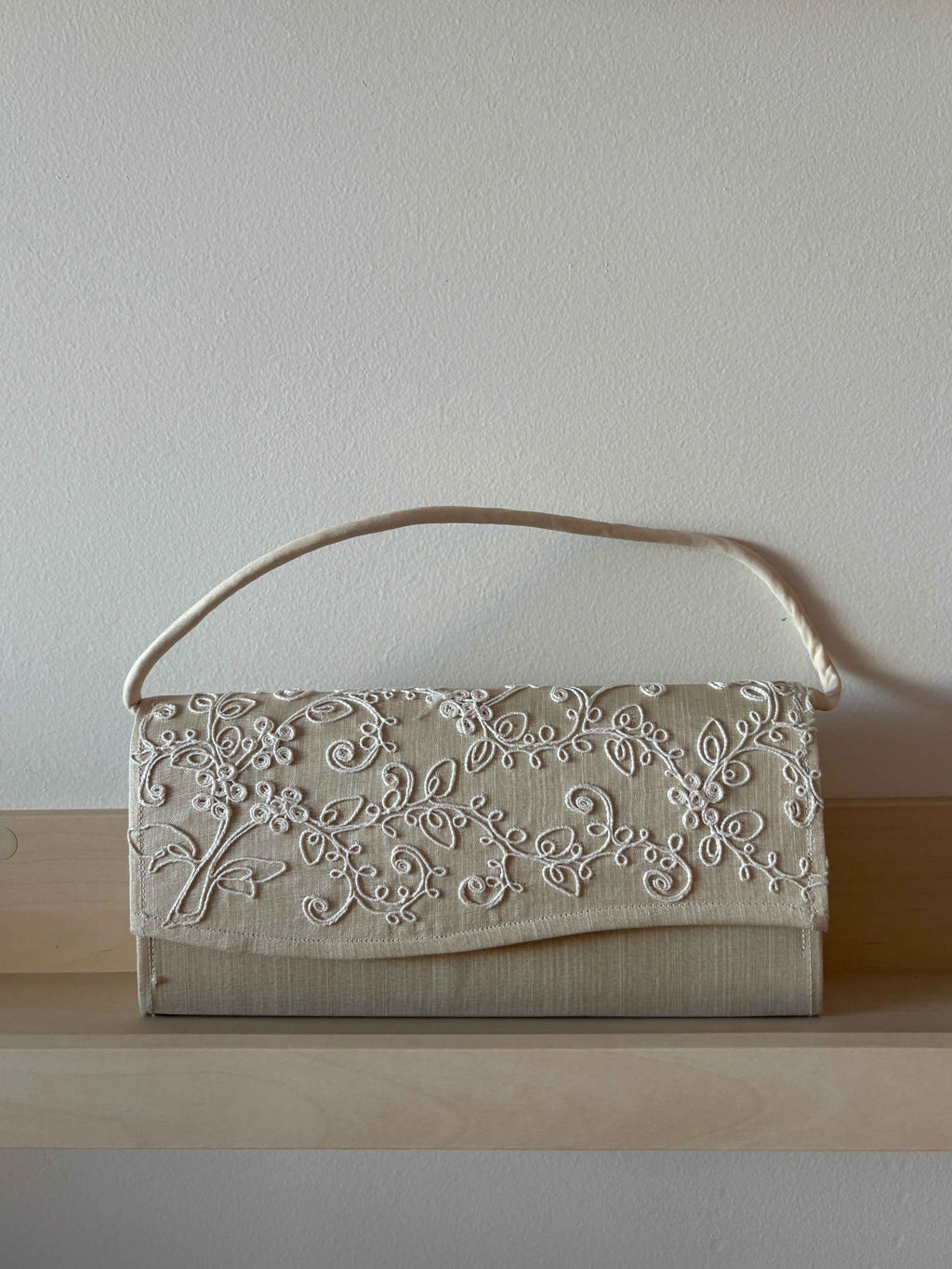 Embroidered Satin Shoulder Bag