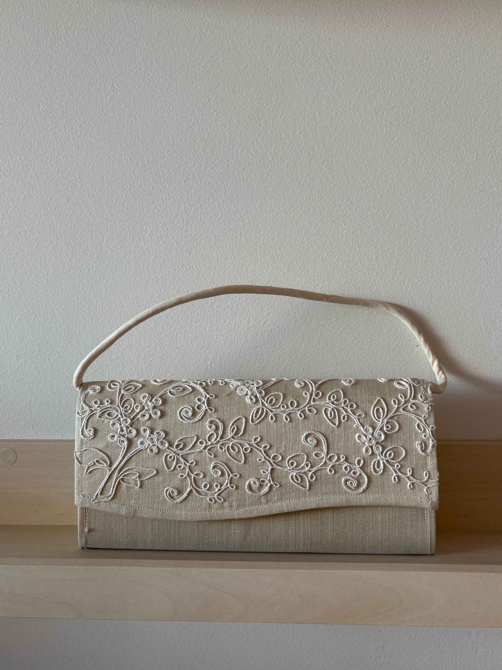 Embroidered Satin Shoulder Bag