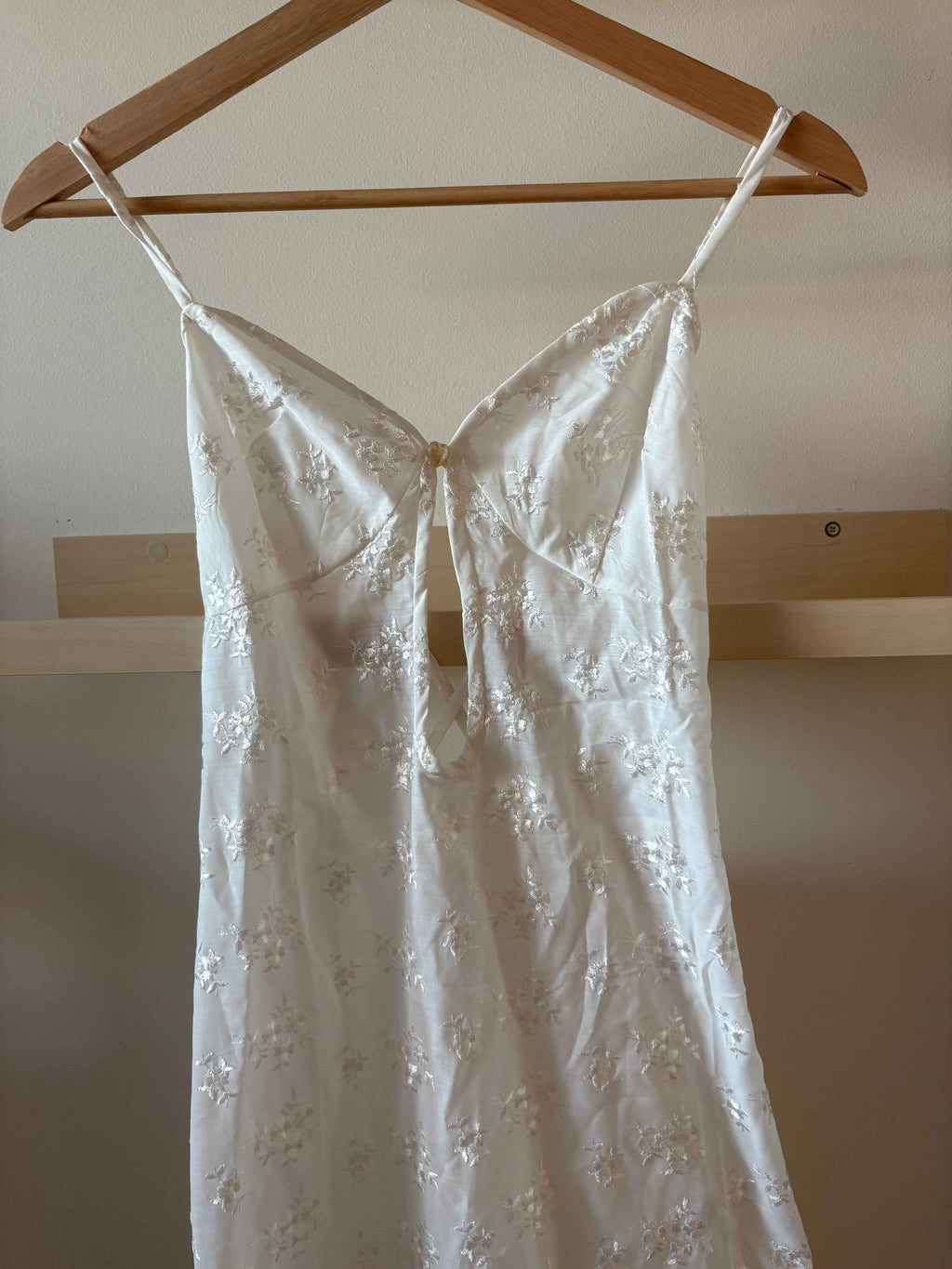 Embroidered Satin Slip Dress