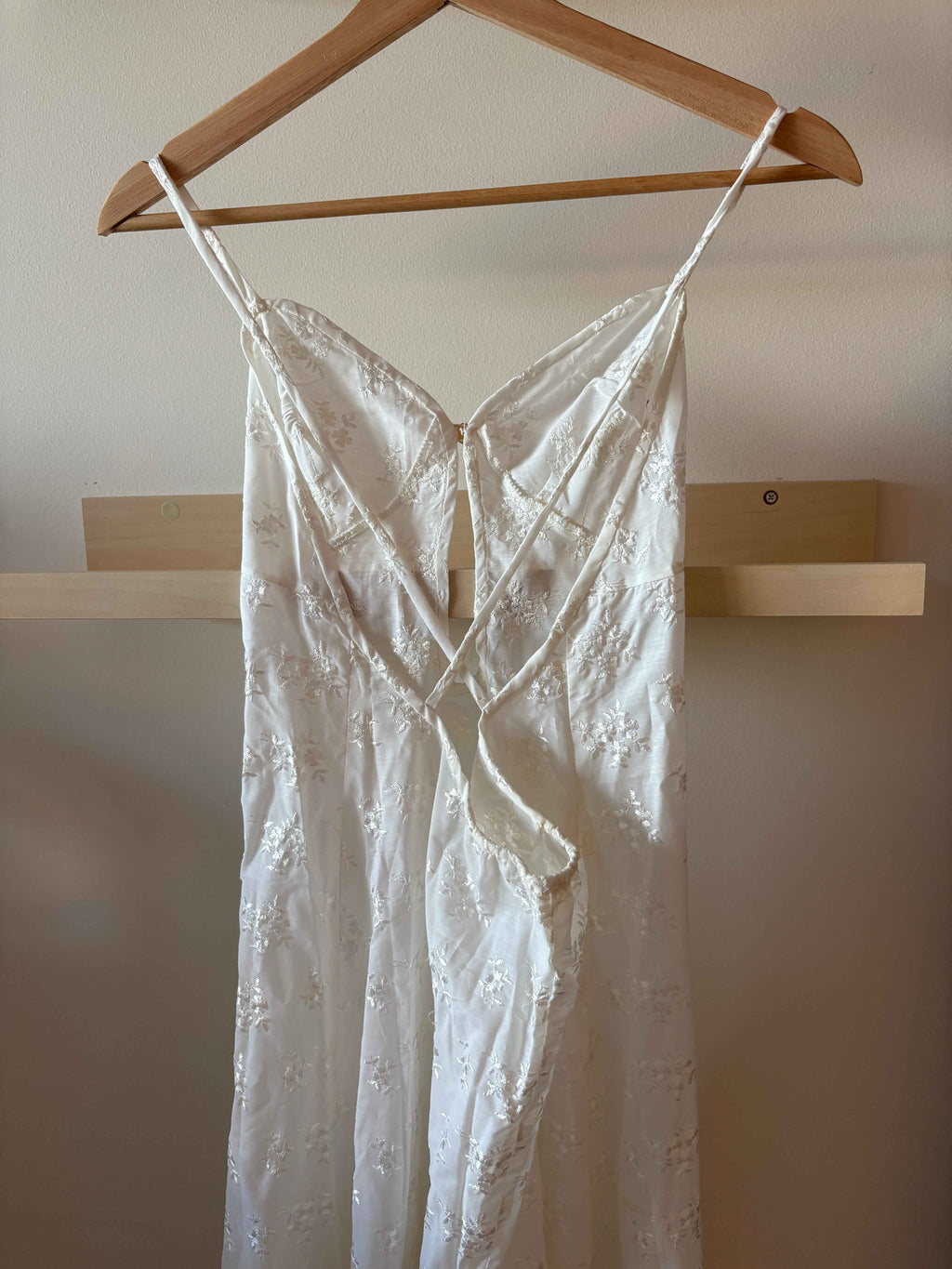 Embroidered Satin Slip Dress