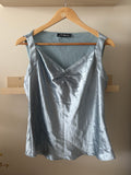 Ice Blue Satin Evening Top — Armen