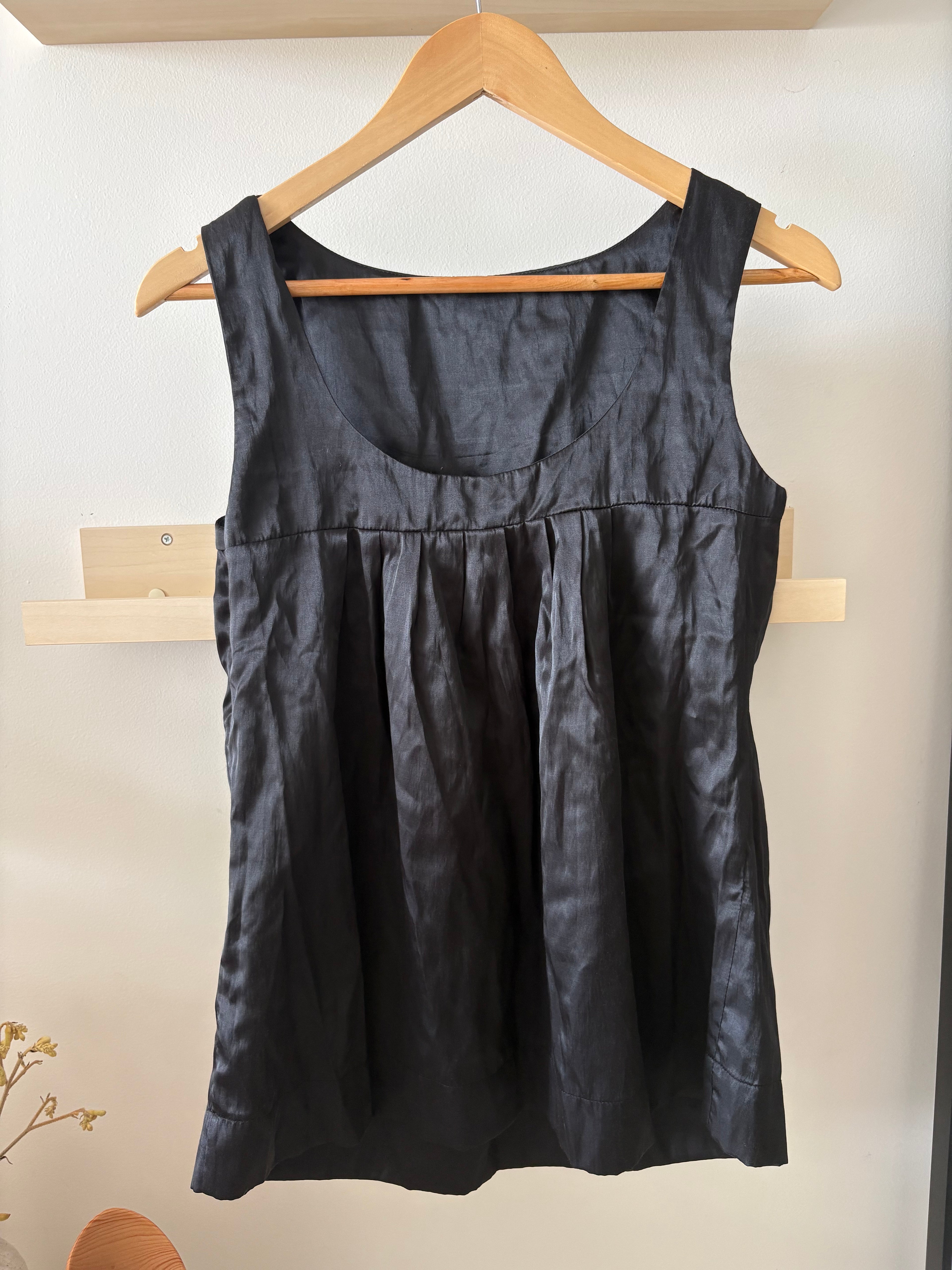 Black Silk Babydoll Top - Elle