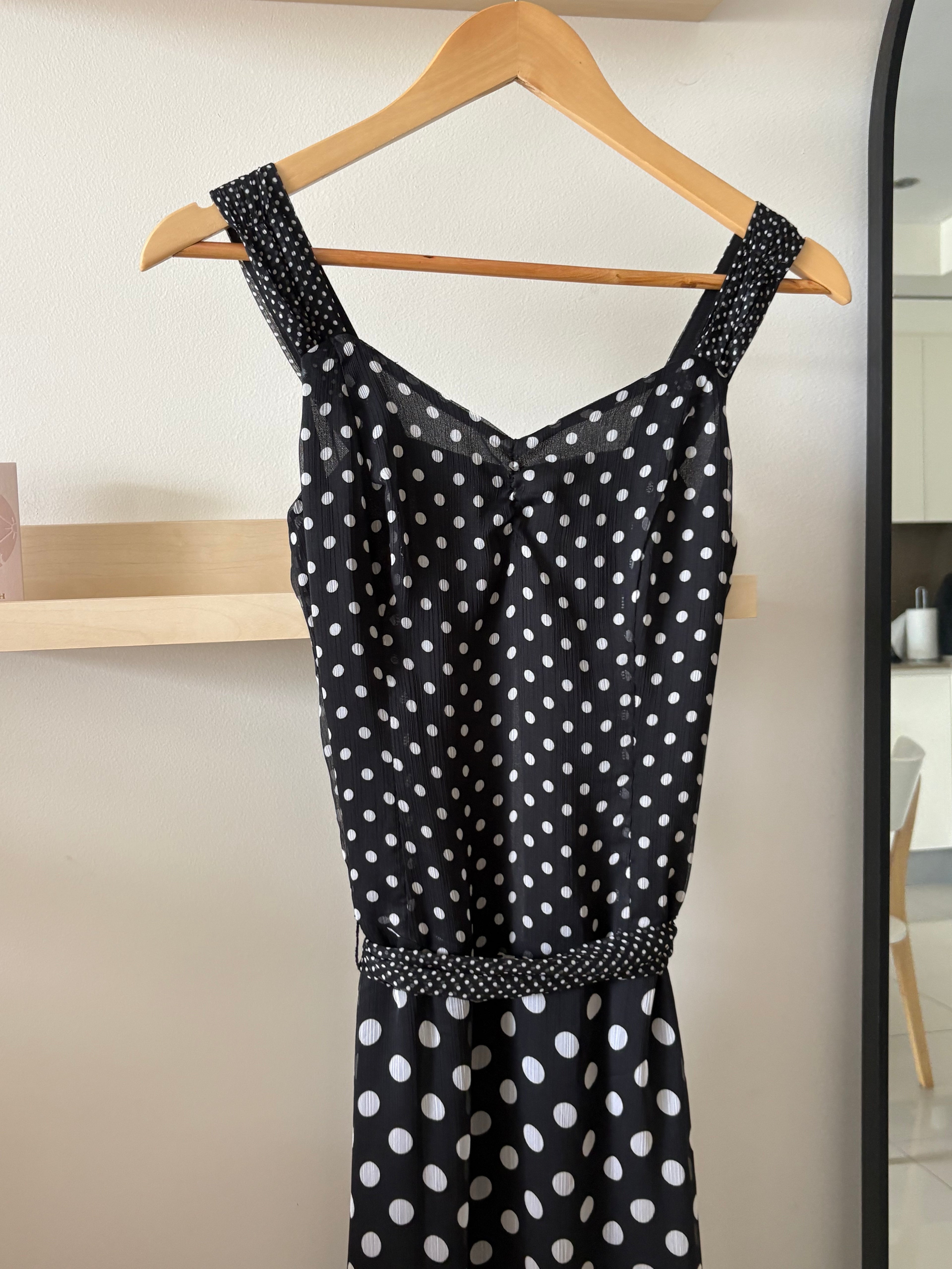 Black & White Polka Dot Midi Dress