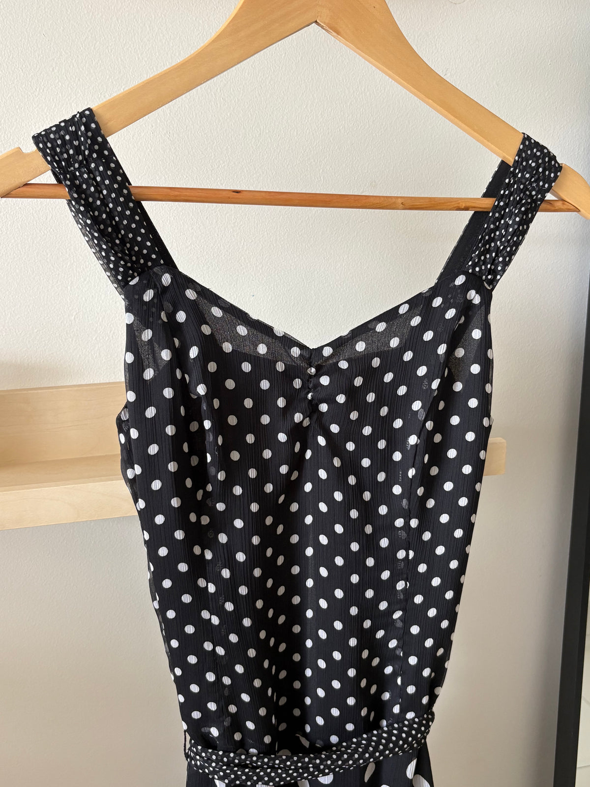 Black & White Polka Dot Midi Dress - Audrey Atelier Black & White Polka Dot Midi Dress - Audrey Atelier