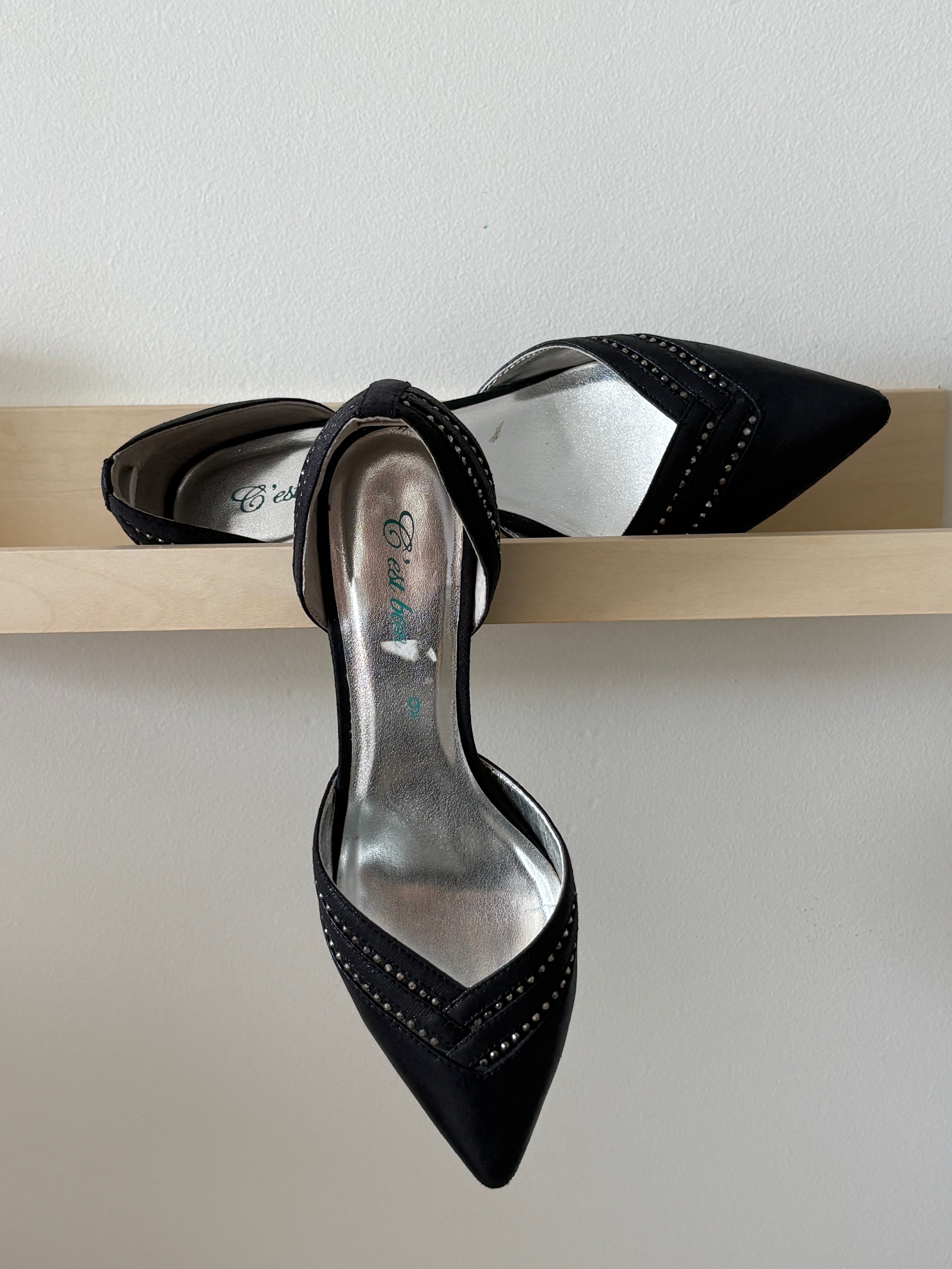 Black Studded Pointed Heels — C’est Bon