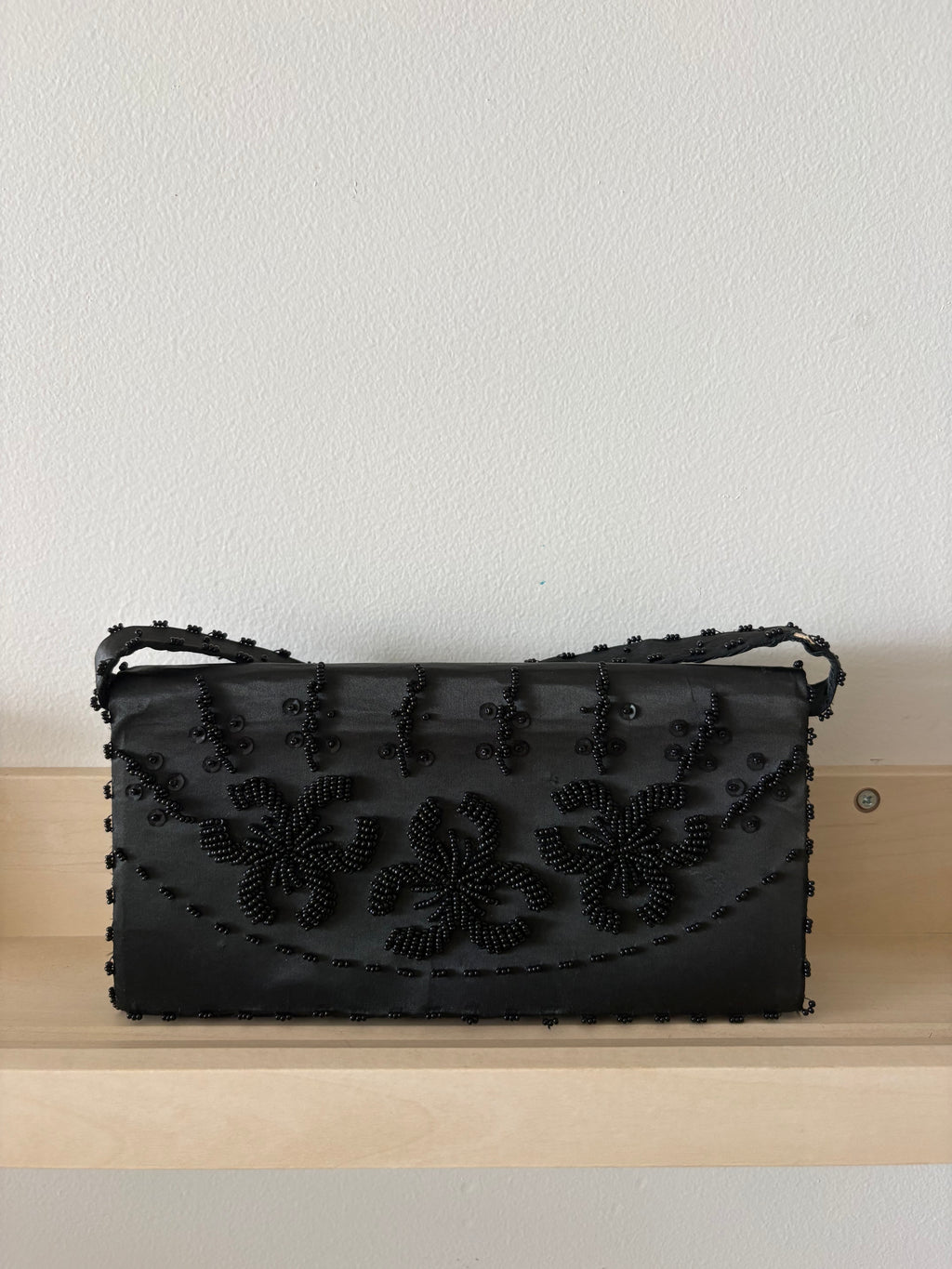 Vintage Black Beaded Evening Bag
