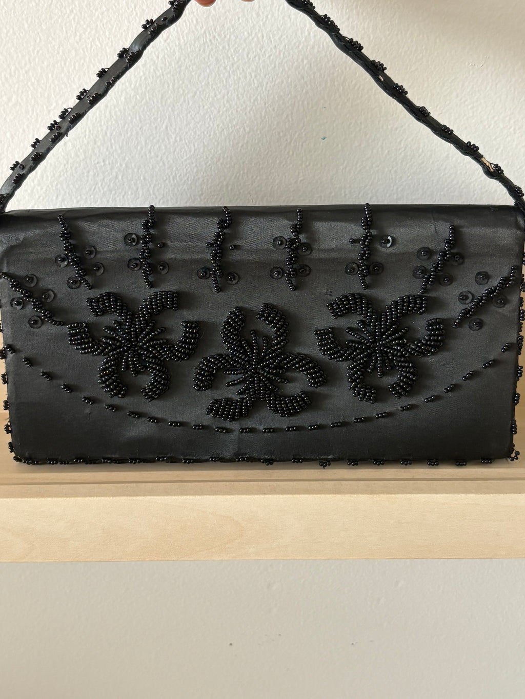 Vintage Black Beaded Evening Bag